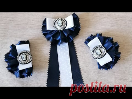Школьный набор/Галстук+зажимы/МК/Прическа/DIY/RIBBON SCHOOL SET - YouTube