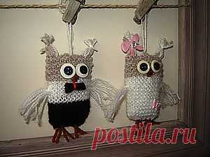 Совиная свадьба, вязаная миниатюра - Ярмарка Мастеров - ручная работа, handmade