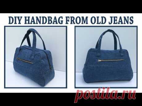 DIY JEANS PURSE BAG ZIPPER HANDBAG FROM OLD JEANS/BOLSA DIY/COUDRE UN SAC/Bolsa de bricolaje