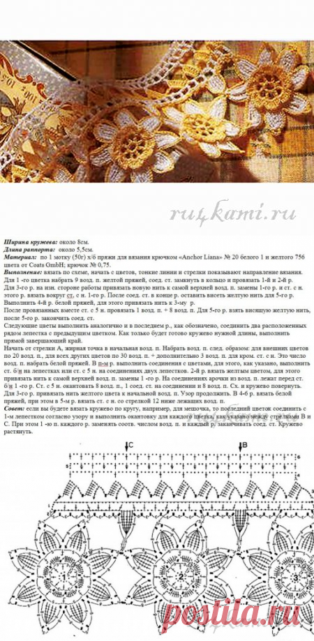 Кайма крючком «Нарцисс» » Сайт "Ручками" - делаем вещи своими руками