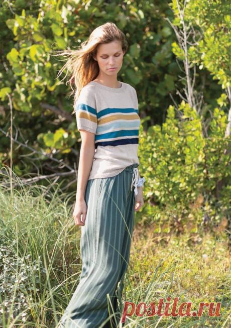 Полосатая футболка спицами с рукавом реглан - Портал рукоделия и моды