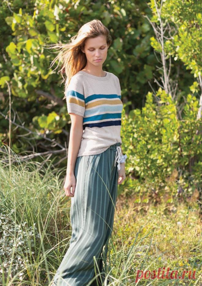 Полосатая футболка спицами с рукавом реглан - Портал рукоделия и моды