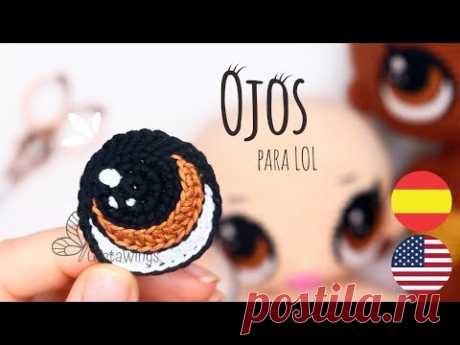 Ojos tejidos para Amigurumis y peluches Tutorial Paso a Paso con subtítulos🇺🇸🇪🇸/ GretaWings