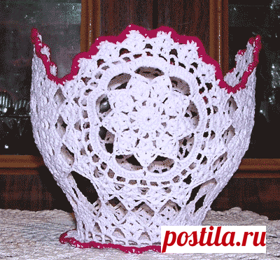 Вазочка связанная крючком. Схема для вязания