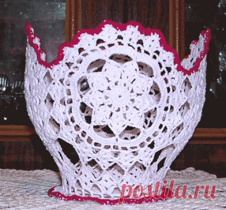 Вазочка связанная крючком. Схема для вязания