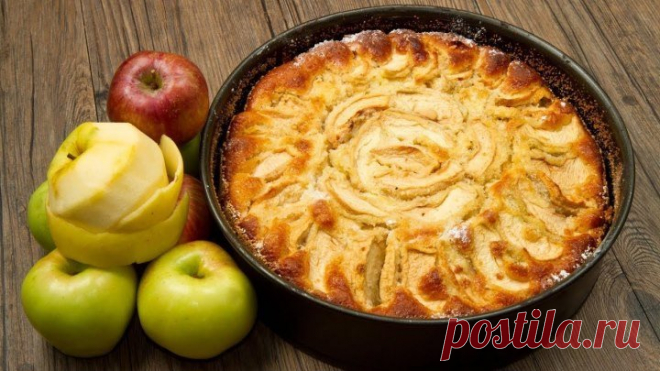 Пышная вкусная шарлотка с яблоками в духовке.
