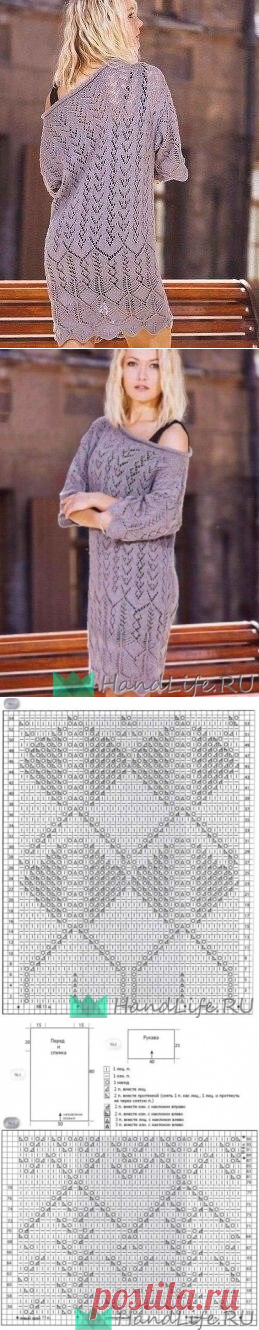 Ажурное платье спицами / Вязание спицами