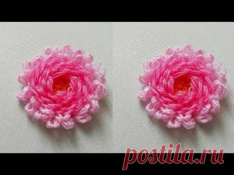 Вышивка для начинающих : Цветок из шерсти