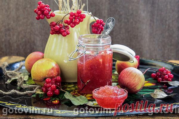 Яблочно-калиновый джем. Рецепт с фото Если калина и сладкие заготовки вам по душе, не пропустите этот осенний рецепт. Для яблочно-калинового джема отбираем сочные, с кислинкой ягоды нового урожая, уже прихваченные первыми заморозками, а потому утратившие резкую горчинку и терпкость. Соотношение яблок и калины в джеме можно регулировать, подкрашивая и насыщая желеобразное лакомство по своему вкусу. Благодаря высокому содержанию пектина, яблоки легко желируются.