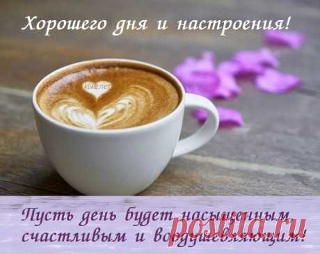 Открытка - Хорошего дня и настроения! Открытка пожелание - Хорошего дня и настроения! Пусть день будет насыщенным, счастливым и воодушевляющим!