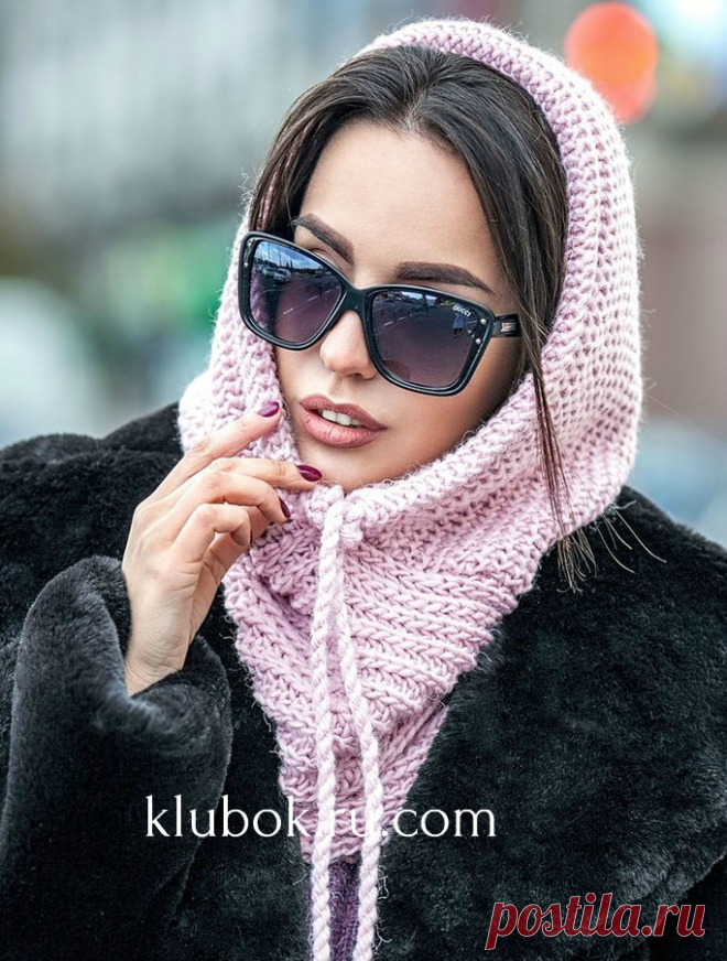Как связать теплый снуд-капюшон спицами - Klubok.ru.com