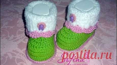 Пинетки крючком для новорожденных/ Вязание для начинающих /Crochet baby booties