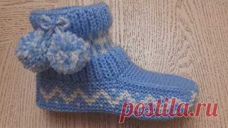 Новинка 2020 : Классные тапочки-следки на двух спицах без швов // iki patik modelleri