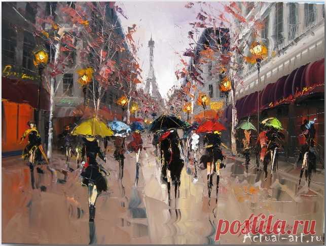 Kal Gajoum: в дождь под красным зонтом | Actual-art.ru