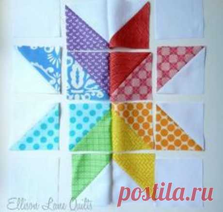 Лоскутное шитье, схема блока для одеяла. Звездочка