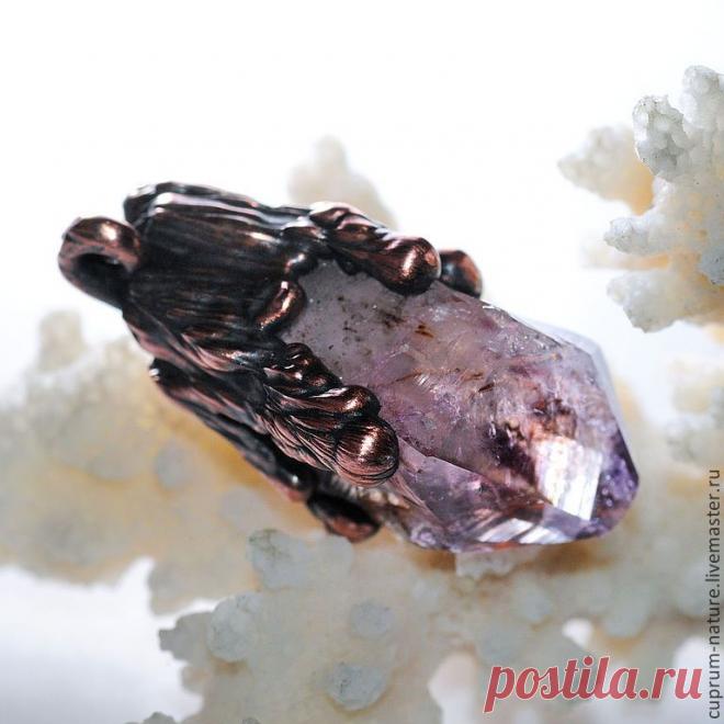 Кулон "Капелька милосердия " - фиолетовый,аметист,кулон,чернение,гальванопластика