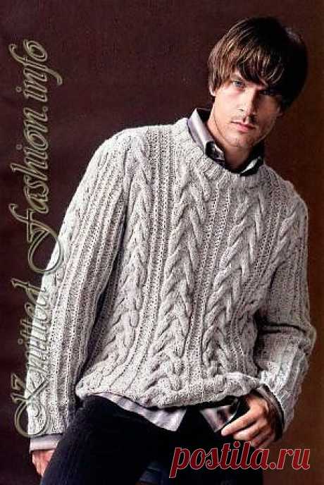 Джемпер с косами - KnittedFashion.info