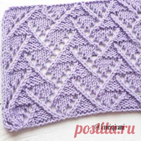 Красивый ажурный геометрический узор спицами, схема узора + видео как связать - Самые красивые узоры спицами