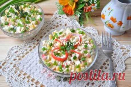Рецепт крабового салата без добавления риса