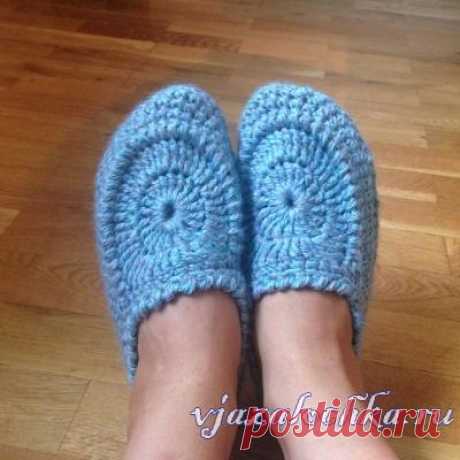 Домашние тапочки крючком