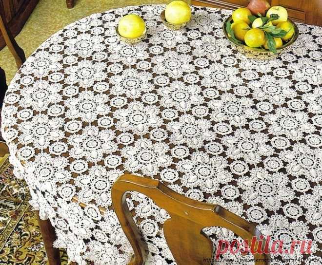 ВИНТАЖНАЯ АЖУРНАЯ СКАТЕРТЬ МОТИВАМИ ИРЛАНДСКОГО КРУЖЕВА