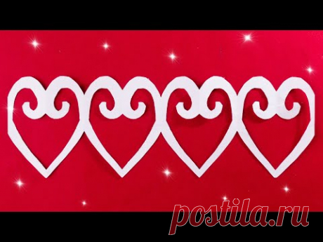 Как сделать гирлянду сердце из бумаги [Декор за 5 минут]
