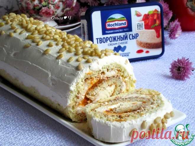 Белковый бисквитный рулет с хурмой Кулинарный рецепт