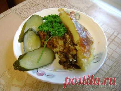 Картовница с мясным фаршем и грибами