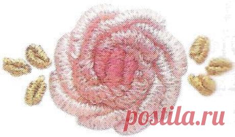 Вышивка розы в технике рококо