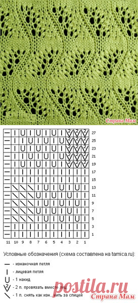Красивый узор Japanese Feather Stitch - Вязание - Страна Мам