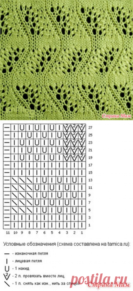 Красивый узор Japanese Feather Stitch - Вязание - Страна Мам