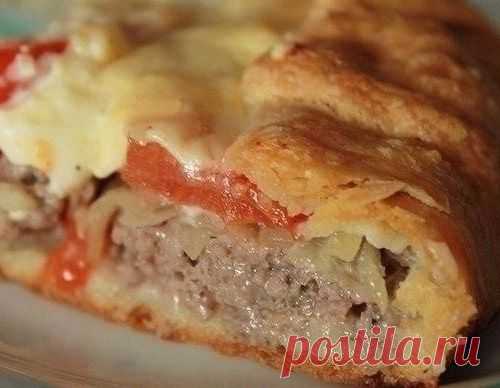 Открытый мясной пирог с картофельным тестом
