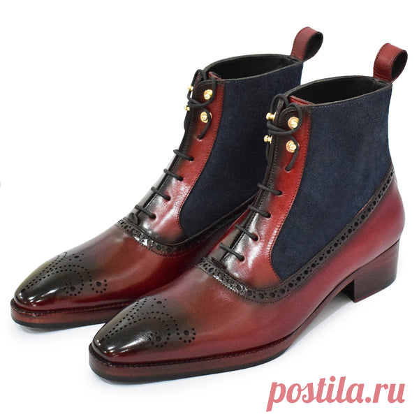 Balmoral Ankle Lace Up Boots - Navy Suede & Burgundy Balmoral Ankle Men's Lace Up Boot in Navy Suede & Burgundy! Made with premium quality Italian leather and hand-finished uppers, these boots are stylish and versatile – perfect for every wear.