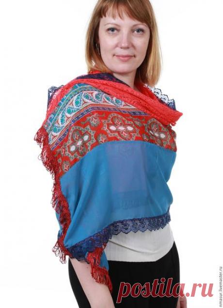 Купить Палантин &quot;Яркое настроение &quot; - легкий шарфик, легкий шарф, авторская ручная работа