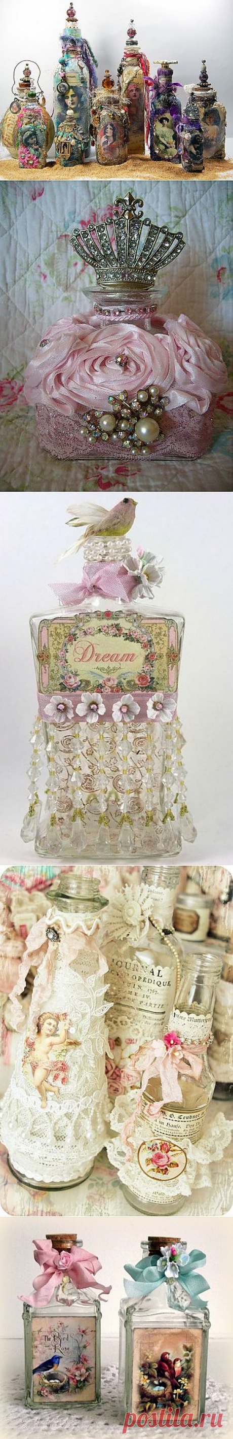 Altered bottles - шебби-эклектика в декоре бутылок и сосудов.