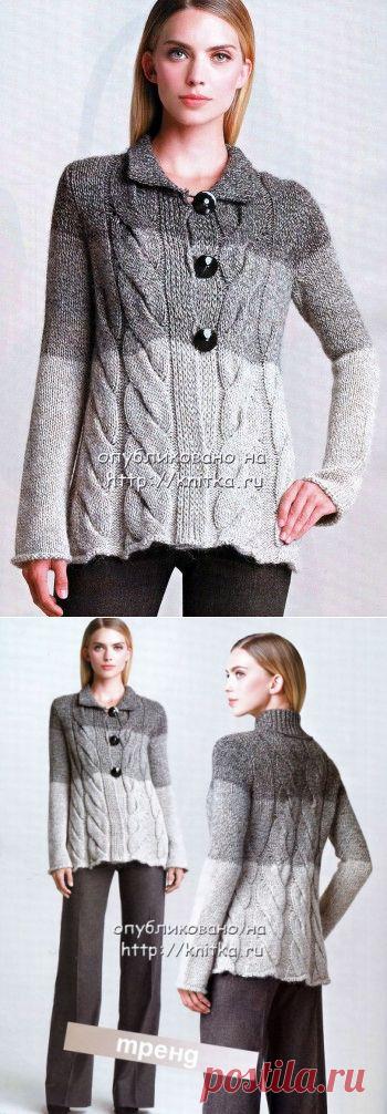 Монохромный жакет, связанный спицами схема и описание работы, Вязание для женщин