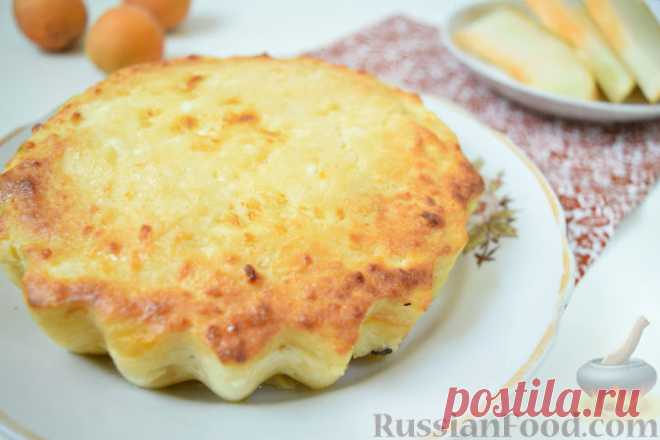 Рецепт: Творожная запеканка c дыней и абрикосами на RussianFood.com