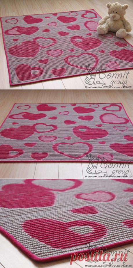 Плед "Heart blanket" спицами в иллюзорной технике.