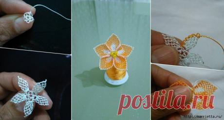 Плетение цветов в технике турецкое игольное кружево