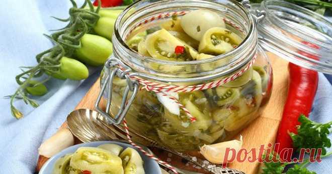 Маринованные зеленые помидоры на зиму. Потрясающая закуска 

Попробуйте, не пожалеете!



 

Ингредиенты:
зеленые помидоры — 1 кгсладкий красный перец — 1 шт.уксус 9% — 50 млсахар — 50 гсоль — 1 ст. л.чеснок — 1 головкаукроп
Приготовление:
Помидоры порезать к…