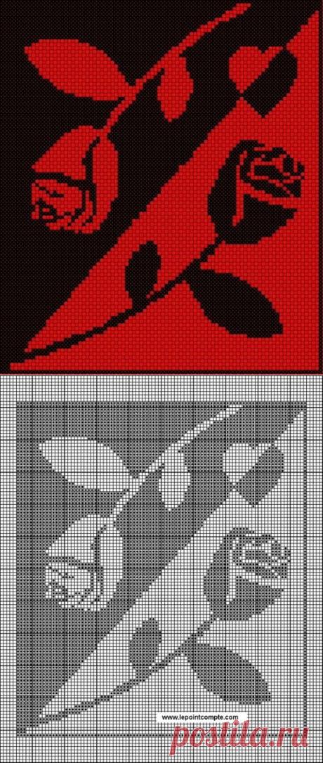 Филейка ,розы (можно применить к скатерти ,подушкам)