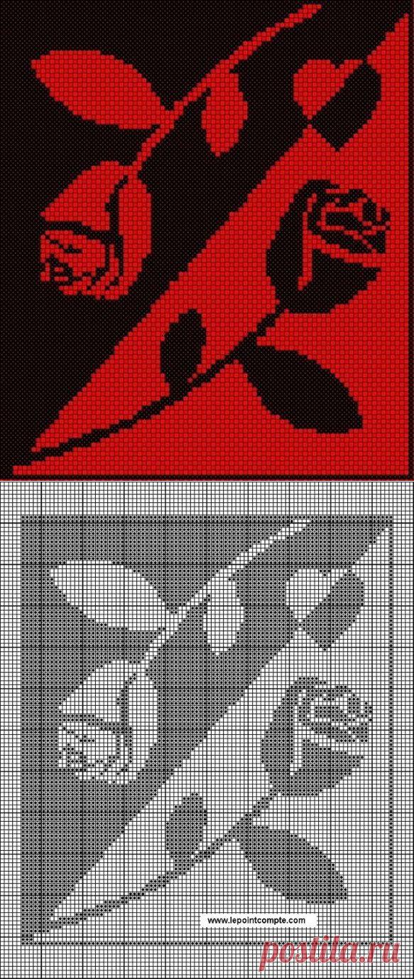 Филейка ,розы (можно применить к скатерти ,подушкам)