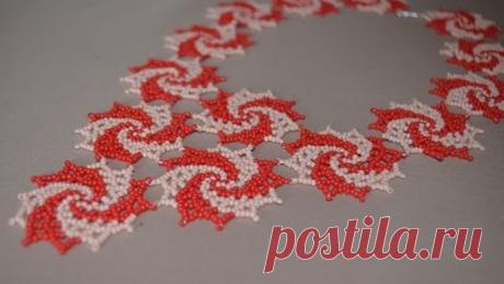 Колье из бисера "Веер".  Бисероплетение.  Мастер класс