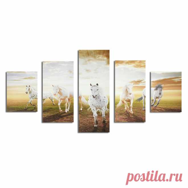 5pcs running horses canvas paintings wall decorative print art pictures frameless wall hanging decorations for home office Sale - Banggood.com