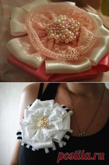 Брошь из лент