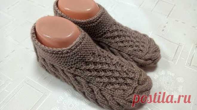 Плетени Терлици #123 (Knitted Slippers) (Тапочки спицами) (Patik) (Pantufas passo a passo)