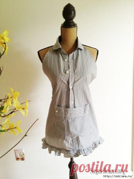 Делаем фартук из старой рубашки