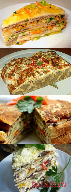 Вкусные блинные торты с разными начинками