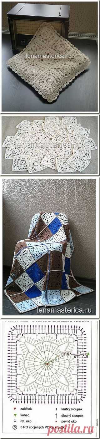 Квадратный мотив “Кружевной”. Схема, описание