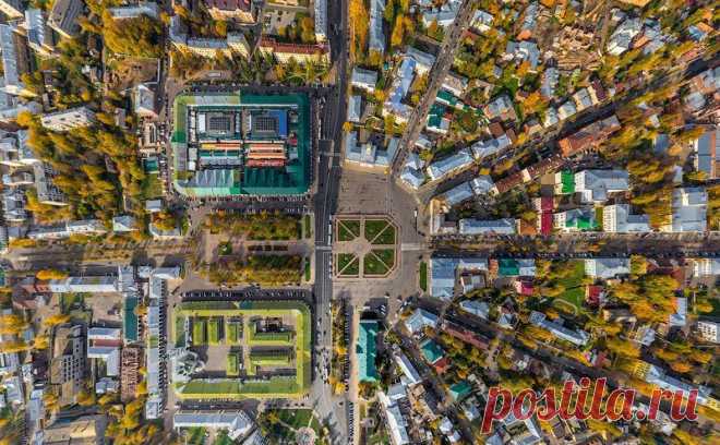 Наши панорамы позволят познакомиться с этим красивым старинным городом-Костромой, Золотое кольцо, России(вид сверху)